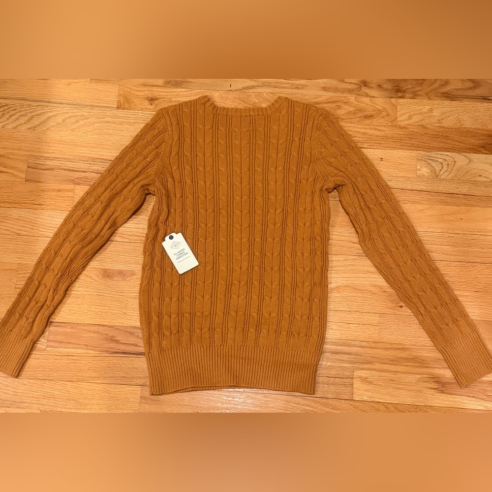 New St Johns Bay Long Sleeve Cable Knit Sweater Crew Neck Women Size S Bronze